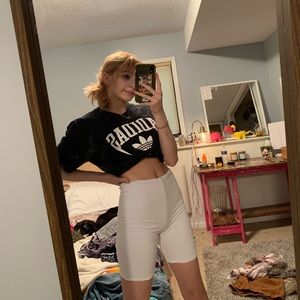 forever 21, white biker shorts